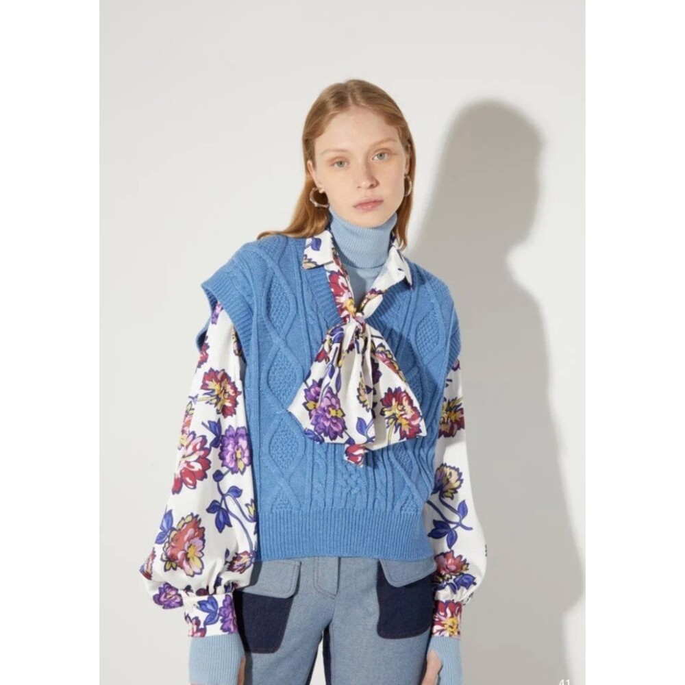 CO|TE Fall/Winter 2022 Balloon Sleeve Neck Tie Floral Blouse Size 42 US 8